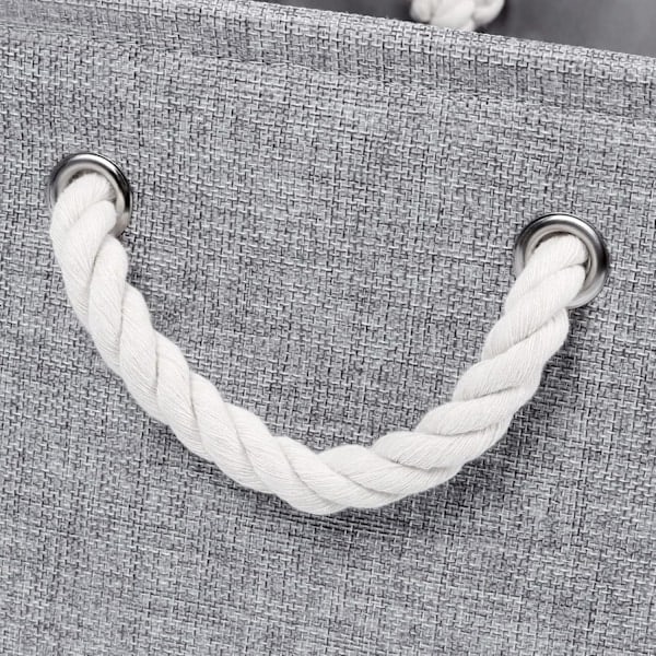 Oppbevaringskurv for hyller, oppbevaringsbokser med håndtak, store oppbevaringsbeholdere i stoff for organisering av hjem og kontor, hvit og grå Full/Grey 15inch