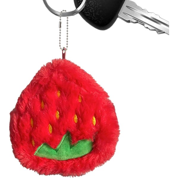 Møntpung Lille Tegnebog Plys Frugt Møntpung, Lille Blød Møntpung, Plys Taske Vedhæng, Slidstærk, Multifunktionel, Moderigtig, Passer til Kort, Nøgle Strawberry