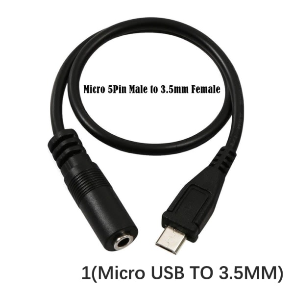 Mikro-USB - 3,5 mm -sovitin kuulokkeille, kuulokkeiden kaapeli 1 (Mikro-USB) 1(Micro USB)