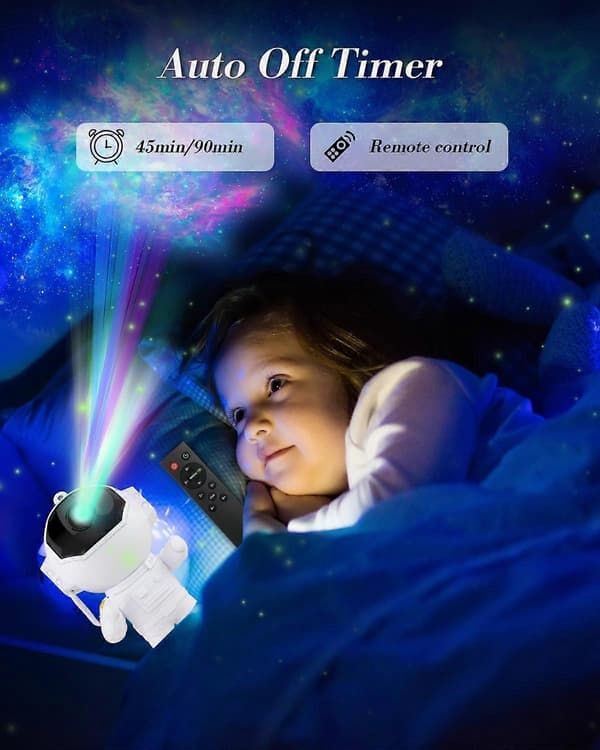 Astronaut Galaxy Projektorlampe, Nebula Natlys, Stjernelampe til Soveværelse og Loftprojektor, med Timer og Projektor