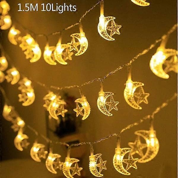 1,5 m 10 LED Kuu Tähti linna valo Eid Mubarak Ramadan Kuu