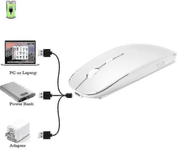 Trådløs Bluetooth-mus for Macbook Pro/Macbook Air/iPad/Laptop/iMac/PC white