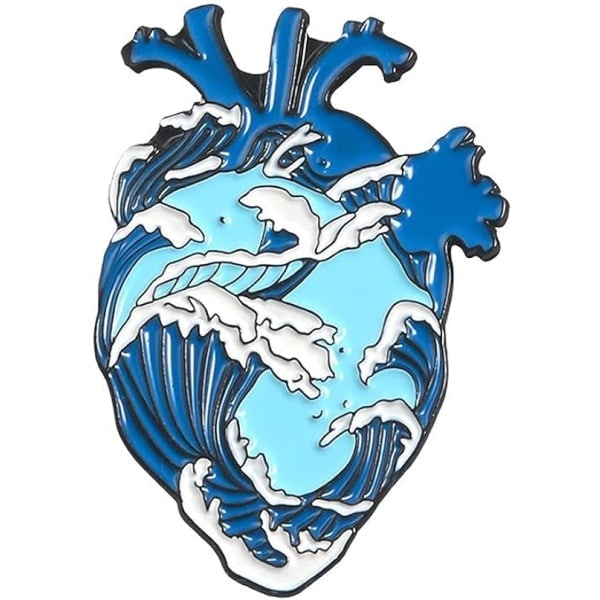 Emalipinssit reppuihin Sydän Pin Huumori Emali Solmiopidin Rintaneula Miehille Naisille Pojille Tytöille Sydänelin Söpö Esteettinen Pin Hattu Laukkuun (Sininen)