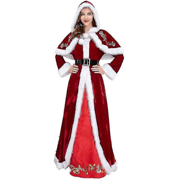 Plus Size Deluxe Sammet Juldräkt Cosplay Par Santa Claus Kläder Festkläder Juluniform Kostym För Män Kvinnor Red  Man L