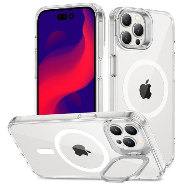 iPhone 11-16 Pro Max Cover Støtteben HaloLock MagSafe Transparent 16plus