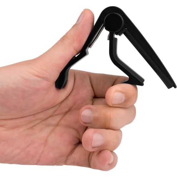Hurtigutløser capo for gitar, capo for akustisk gitar, klassisk gitar, elektrisk gitar, ukulele, bass, banjo (svart)