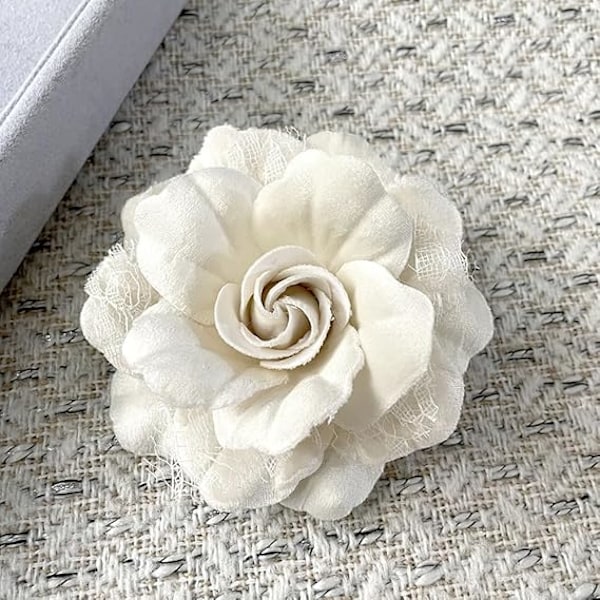 Kameliablom Broscher Kavaljersnålar Spetsblommor Brosch Klassisk för Bröllopsfest Dans Bankett för Kvinnor Damer Elegant White