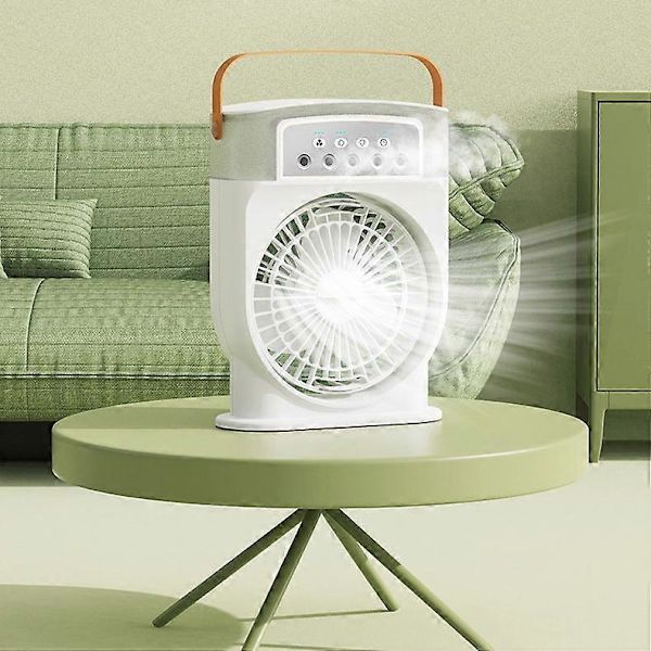 Bærbar Mini Luftkøler Skrivebords Luftfugter Ventilator til Hjemmekontor White