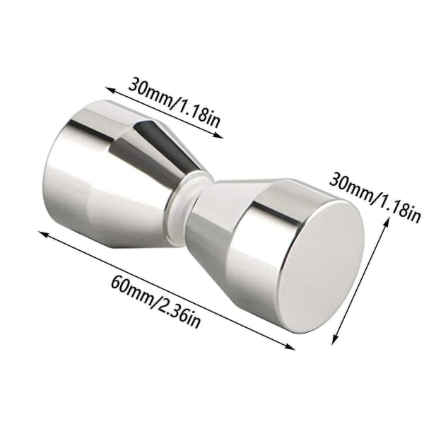 2 st duschdörrhandtag - silver aluminiumlegering - för duschdörrar, glas