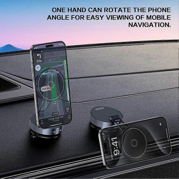 Bil Navigation Telefonholder Magnetisk Universal 360 Graders Roterende Telefonstativ til Navigation Kørsel Silver