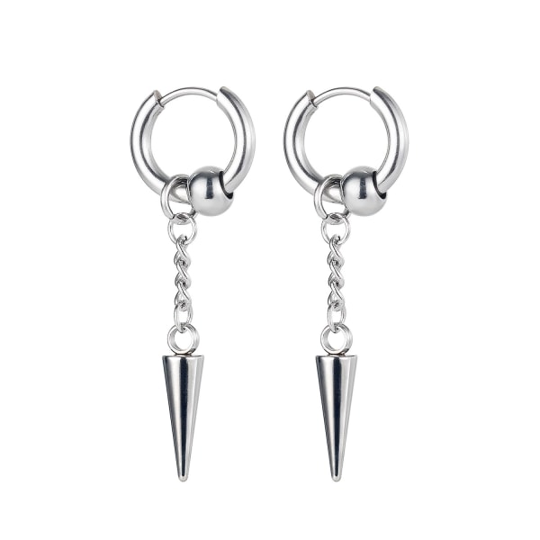 Pointed Pendant Hoop Earrings For Women Men Silver Pendants