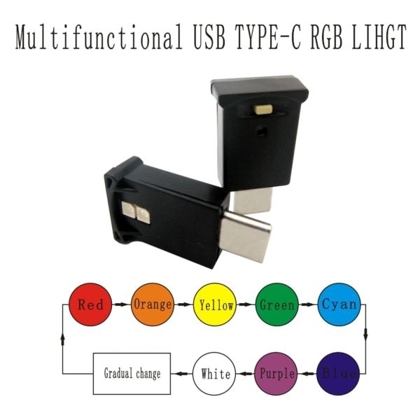 USB-C Type-C LED-sisävalo Neon-tunnelma Ambient-lamppu autoon sisätiloihin set of 2