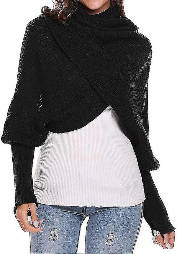 Multifunksjonelle skjerf, dameskjerf, kapeskjerf, vintermote, unisex Black