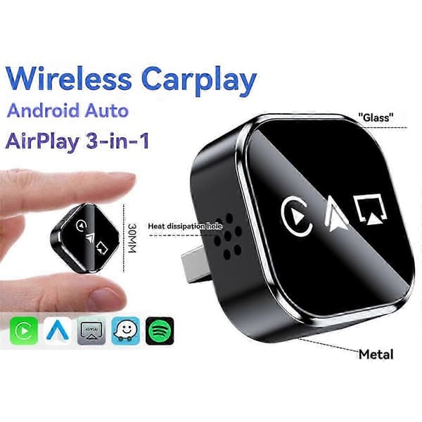 3i1 Trådløs Carplay Adapter AirPlay Android Auto USB Dongle Plug and Play Kablet til