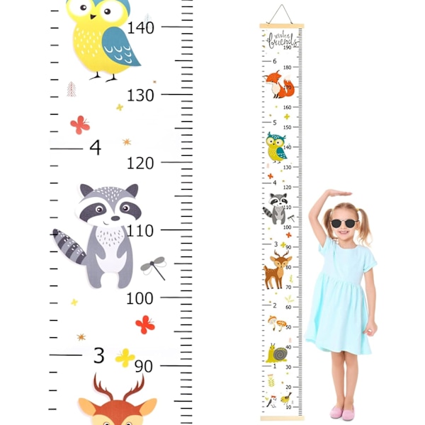 Højdediagram til Børn, Væghængt Højdevækstdiagram med Dyre-Stil Børnehøjde Måle Vægmål Børneværelse Vægdekoration