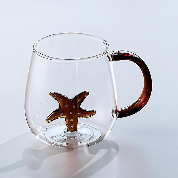 Glas Kopp Med Inbäddad Liten Valhandtag Kopp Transparent Glas Hem Kaffe Fest-B1 starfish