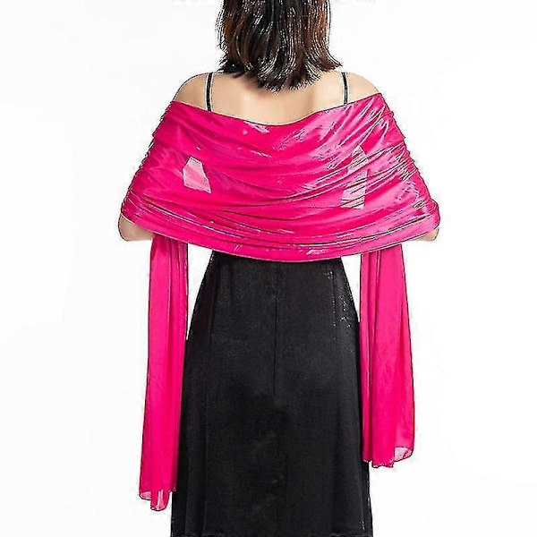Sjalar Klänningar Kväll Fest Omlott Bröllop Satin Enfärgad Cape Axelvärmare Boleros Rose Red