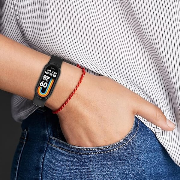 Smartklokke Rem Kompatibel med Xiaomi Mi Band 8, Silikonklokke Rem Håndleddsrem, Utbyttbar Armbånd Håndleddsrem Sløyfe Tilbehør black blue