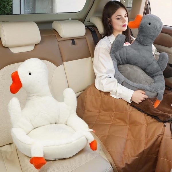 Stor Hvit Gås Plysjleke Enorm Andedukke Stor Utstoppet Dyr Myke Plysjputer Pute for Barn Jenter Baby (50cm) Hvit 45cm 45cm