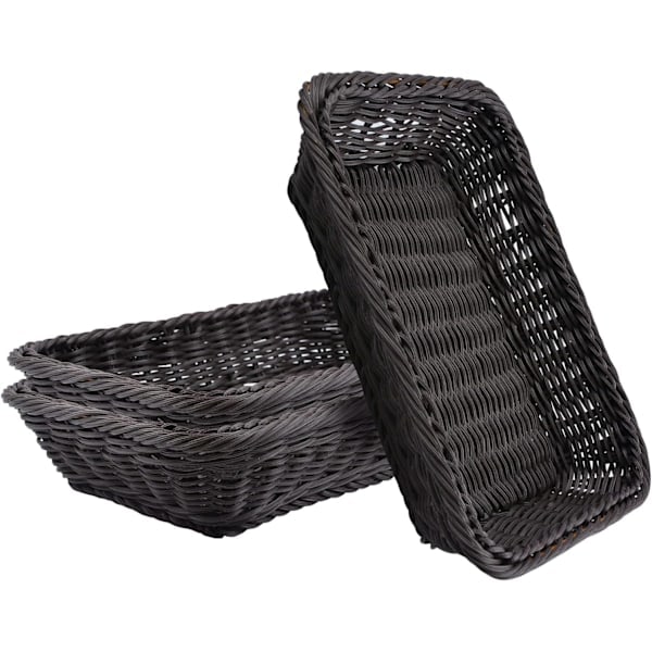 Vävda korgar, set om 3 polykorgar för brödförvaring i polykorgar för mat, frukt, grönsaker, servering, restaurang, hemmakök Dark Coffee