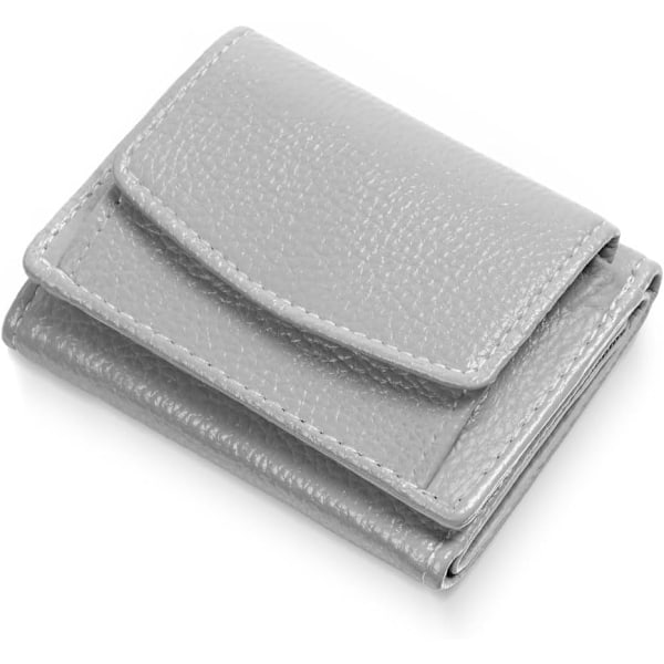 Mjukt läderplånbok hopfällbar kort plånbok minimalistisk liten trefaldig kompakt plånbok med myntficka Dam kreditkortshållare med flera kortplatser Grey