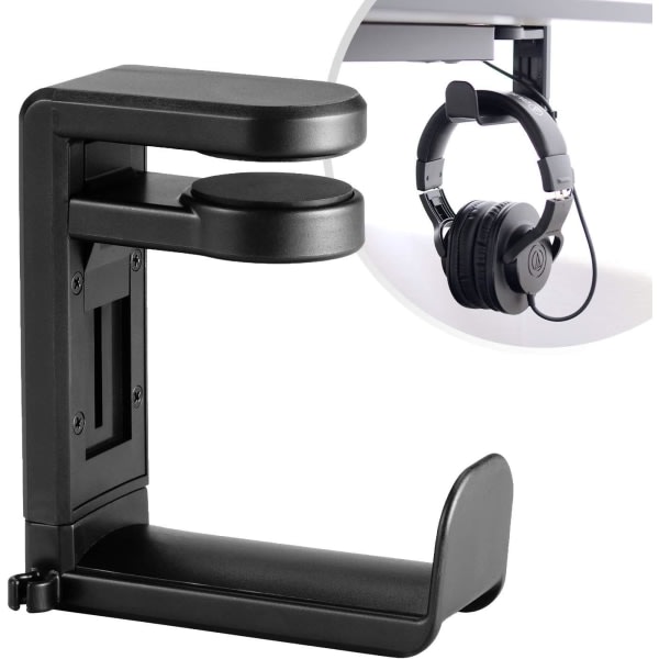 Desk headphone holder with hook and spring 360 degree rotation B