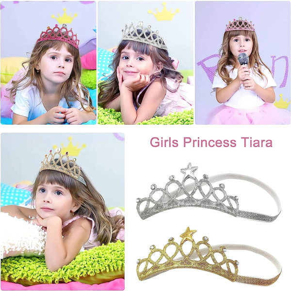 7 delar Tiaror, Princess Pannband Elastisk Shiny Crown Tiara