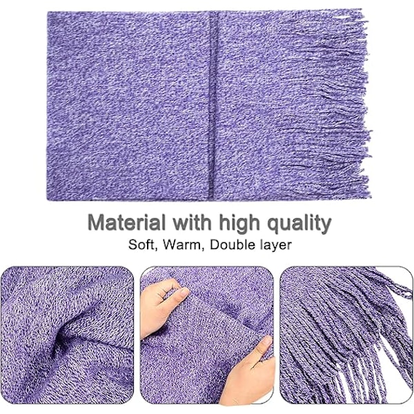 Vinter Unisex Beanie Hatt, Skjerf og Hansker Sett, Elastisk Strikket Hatt Langt Skjerf Berøringsskjermhansker Med Tykk Fleece Innerfôr for Menn og Kvinner Deep Purple