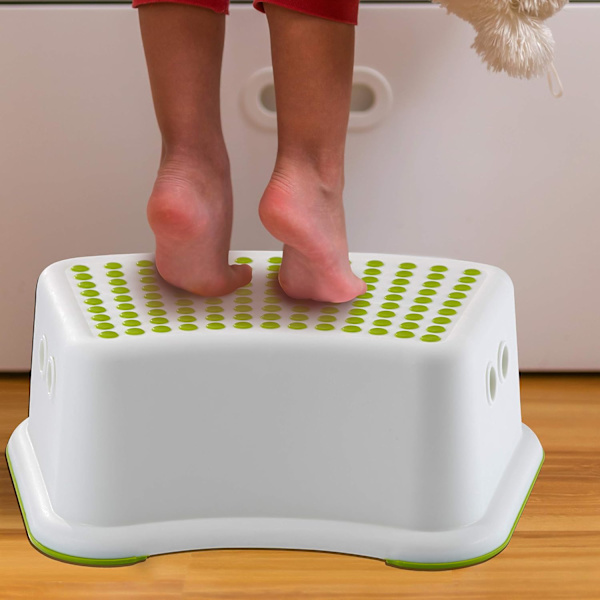 1 stk. Robust Trinbræt til Badeværelse, Praktisk Skridsikker Toilettrin i Hvid og Grøn til Børn, Multifunktionel Trinbræt (Grøn)