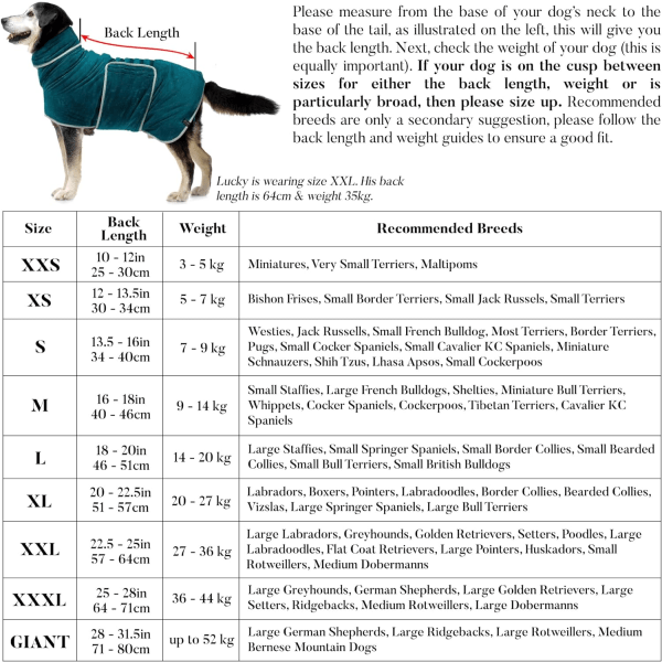 Håndklejakke for hund – Mikrofiber Håndklejakke/Kåpe – Superabsorberende Kjæledyr/Valpe Badekåpe – Justerbar Krage/Hetter og Magebånd Teal S