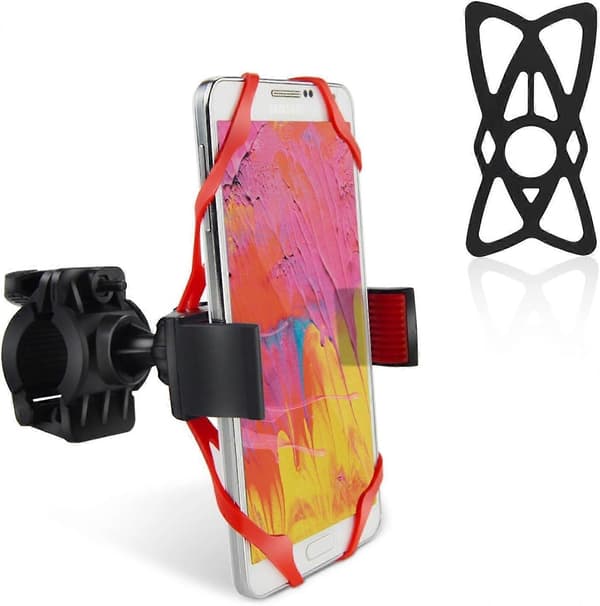 Telefonfäste X Gummiband Silikonsäkerhetsband - Motorcykel Cykel Telefonfäste - Elastiskt X Web Grip (2 Svarta & 2 Röda)