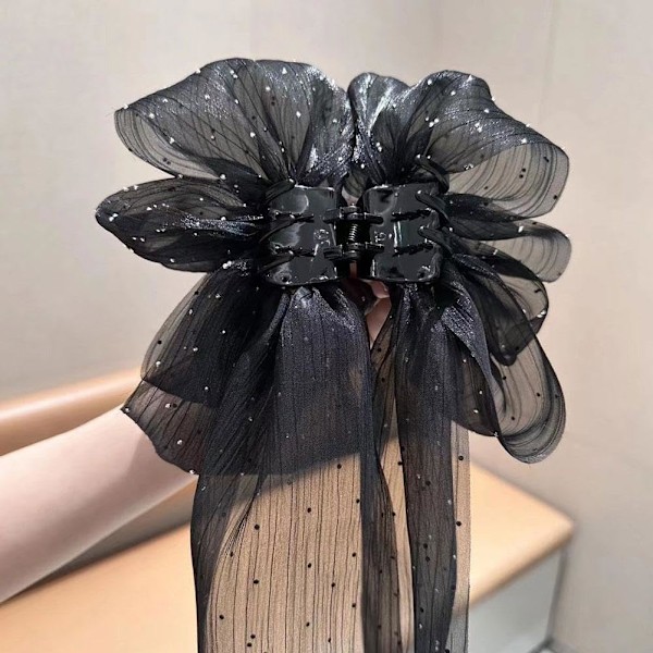 Hårklämma med rosett, elegant och söt, halvnät, modeaccessoar