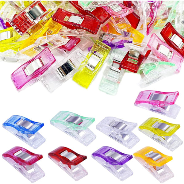 Syklips til stof, quiltklips, wonderklips, stofklips, plastik quiltklips til syning, håndarbejde, ophængning af genstande 50 Pcs