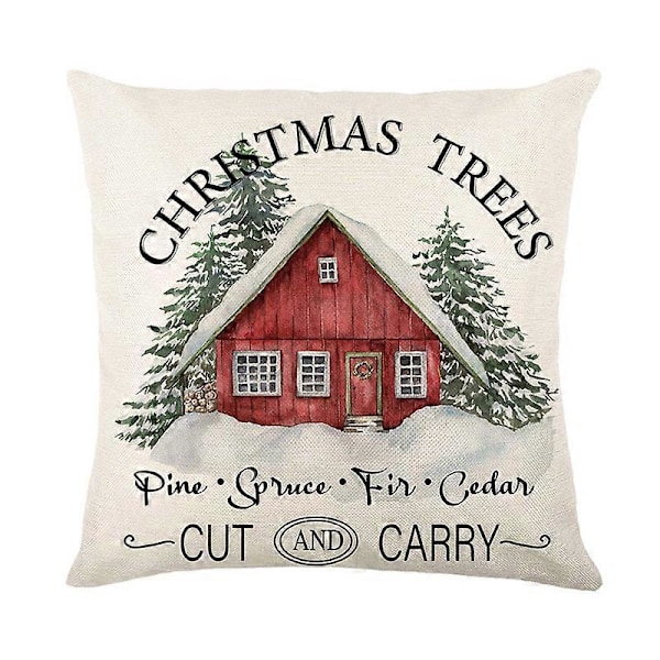 Merry Christmas Pudebetræk 45x45cm Pyntepudebetræk Vinter Juledekorationer til Hjemmet Træ Hjort Sofa Pudebetræk
