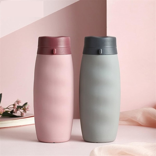 600ml Silikon Kopper Bærbar Sportsflaske Reisekopp Utendørs Foldbar Vannkopp for Unge Sportsfolk Pink