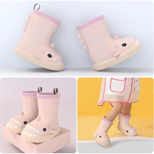 1 par Toddler Regnstövlar Barn Flickor Wellies Söta Mönster Pojkar Wellies EVA Halksäker Vattentät Baby Utomhusskor Pink 16cm