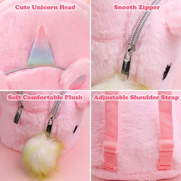 Plush Unicorn Ryggsekk, Mini Unicorn Ryggsekk for Jenter, Rosa.