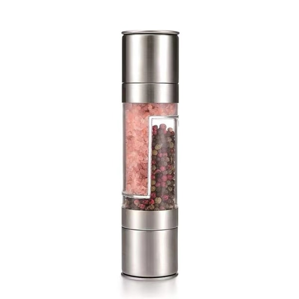 Sea Salt and Pepper Grinder, Stainless Steal 2 in 1 Dual Chambers, Seasonings Spices Mill with Adjus