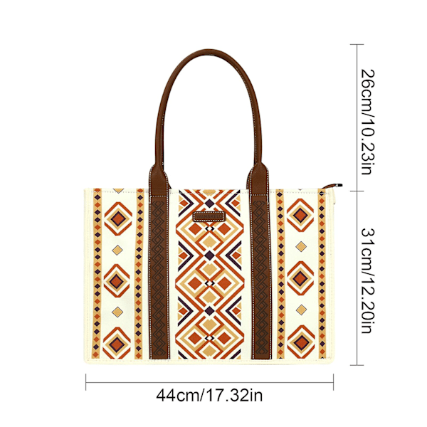 Wrangler Tote Bag Western Väskor för Kvinnor Axelremsväska Boho Aztec Handväskor NY Warm Yellow L