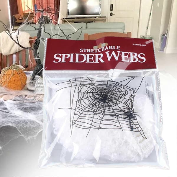 2025 Super Praktisk Edderkoppespind, Super Strækbart Spindelvæv, Halloween Edderkoppespind - 100 gram 100 edderkopper White