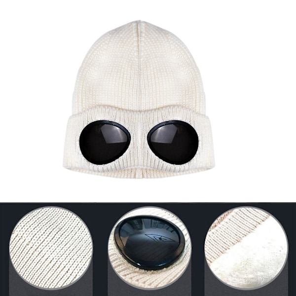 Hatt for menn og kvinner CP Strikket lue Ull Vinterhatt Solbriller Punk Caps White