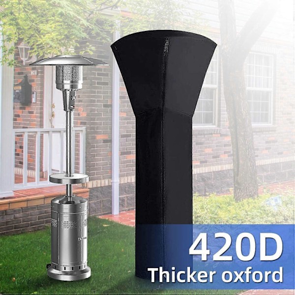 ANSTROUT 420D Terrassevarmerdeksel Vanntett med Glidelås, Utendørs Terrassepropanvarmerdeksel for Alle Årstider Stor Størrelse: 89H x 33D x 19B Rund Terrassevarmer