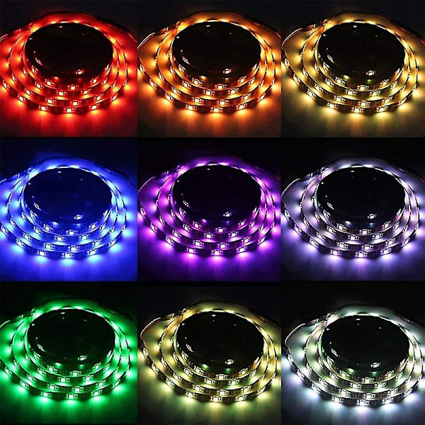LED-remsa med fjärrkontroll, batteridriven, hög ljusstyrka, IP65 vattentät, dekoration, DC 5V RGB 5050, TV-bakgrundsbelysning, rumsbelysning, väggdekor för H 3M