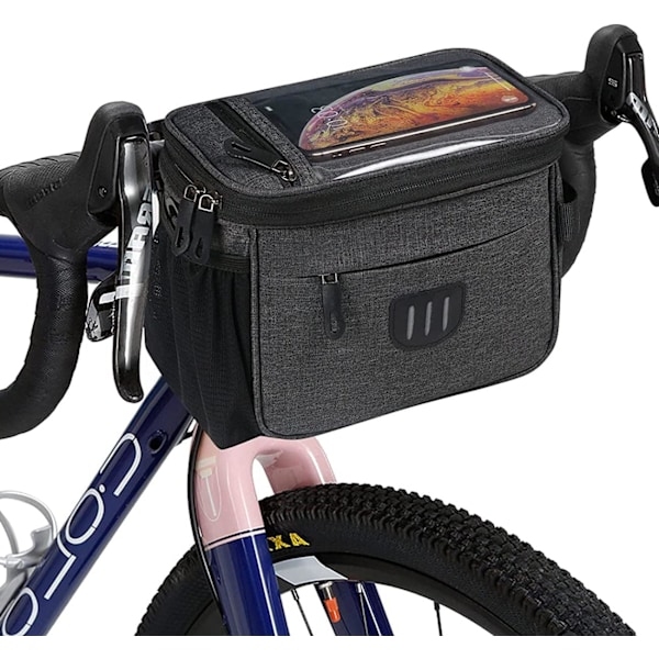 Cykelstyrbag, Vandafvisende Cykelrammepose, Stor Kapacitet Cykelstyrpose med Telefonholder, Forreste Toprør Opbevaringspose