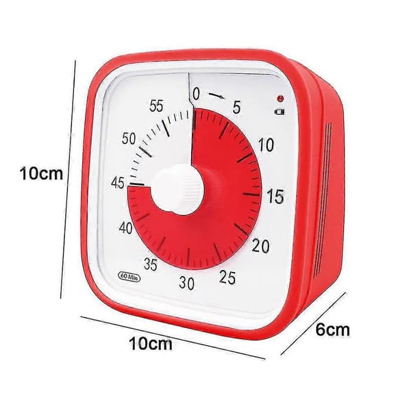 Visuel nedtællingstimer, ekstra stor visuel timer til klasseværelset for børn og voksne, holdbart mekanisk køkkenur Red