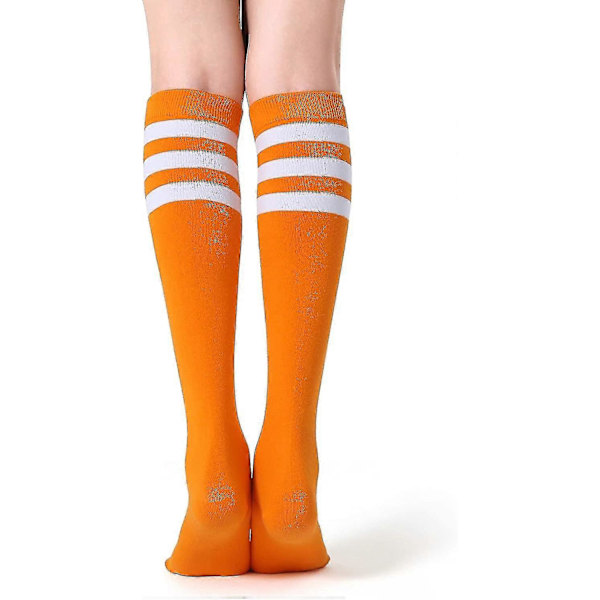 4-pak Kvinders Knæhøje Strømper Casual Tube Strømper Orange white
