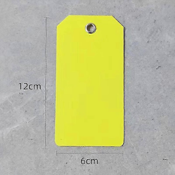 100 stk 6x12cm Plastforsendelsesmerker Fargerike Blanke Merkingsetiketter Vanntette 100 PCS-YELLOW