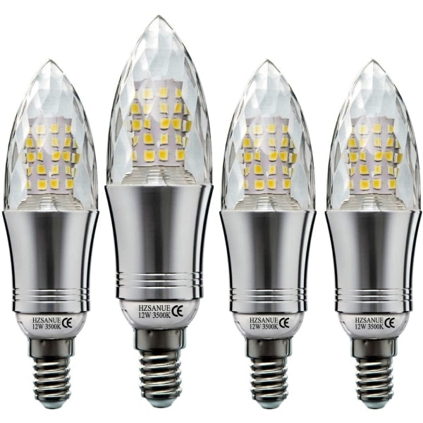 4 kpl E14 12W LED-lamppuja, vastaa 100W hehkulamppua, lämmin valkoinen valo, pieni Edison-kierrekanta