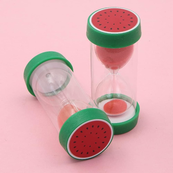 Frukt Timeglass Sandklokke, Sikker Fargerik Klar Måler Sandklokke med Beskyttende Deksel Base for Hjem Desk Dekor Kjøkken Matlaging Nedtelling Watermelon 5 min