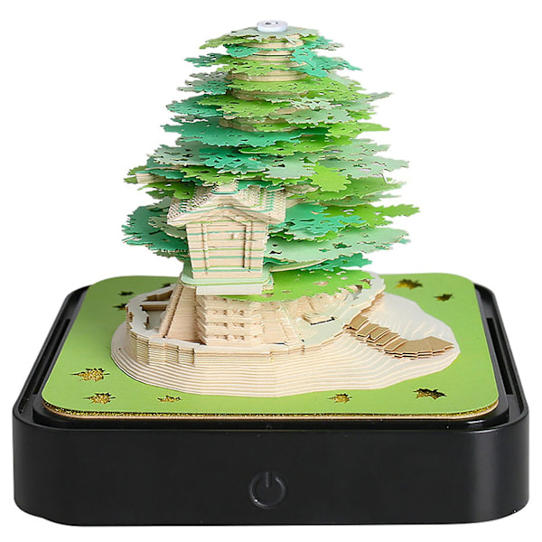 2024 Kalender Memoblok Med Lys Interessant Formet 3d Kalender Notesblok Til Familie Ven Nabo Gave Tree House Green